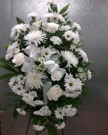 White Sympathy Spray with daisies Flower Arrangement