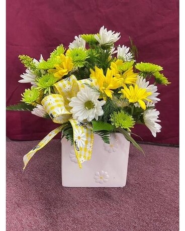 Daisy Cube Flower Arrangement