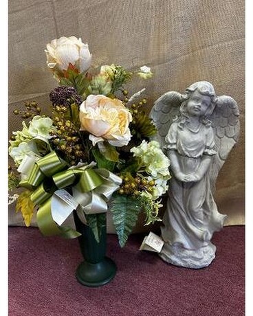 Cemetery & Angels in store; Call for pricing Funeral Casket Spray Flowers