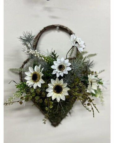White Sunflower/ basket wall hanging Gifts