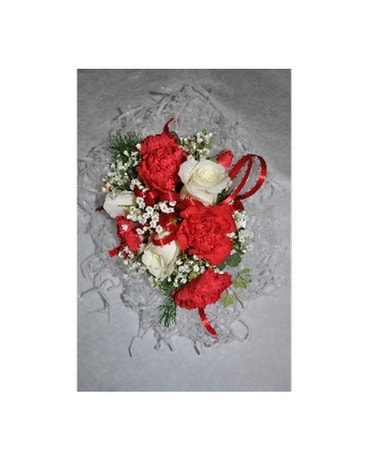 mini carnation and sweetheart roses wristlet Flower Arrangement