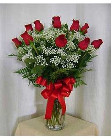 Dozen Red Roses Flower Arrangement