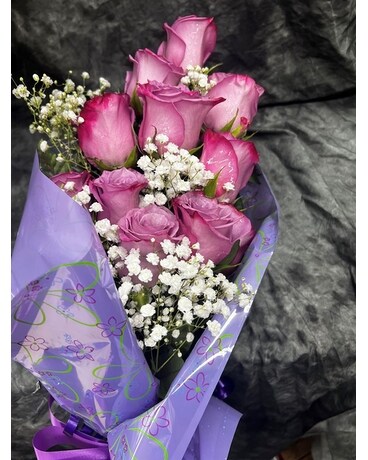 Pink Wrapped Roses Flower Arrangement
