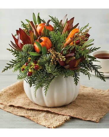 Pumpkin Harvest Centerpiece Flower Arrangement