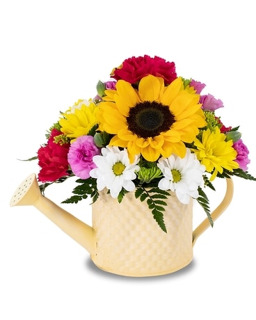Delightful Watering Can Flower Arrangement