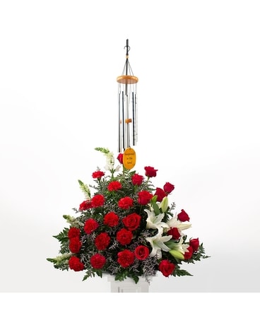 Red Wind Chimes Tribute Flower Arrangement