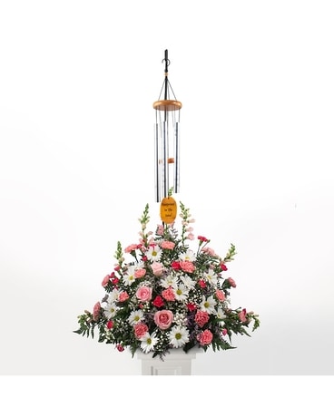 Pink Wind Chimes Tribute Flower Arrangement