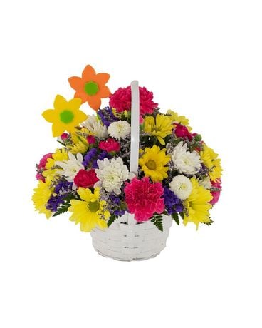 Very Vibrant Basket Flower Arrangement