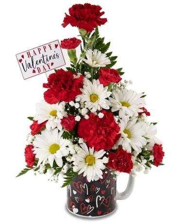 Happy Valentine's Day Mug Flower Arrangement