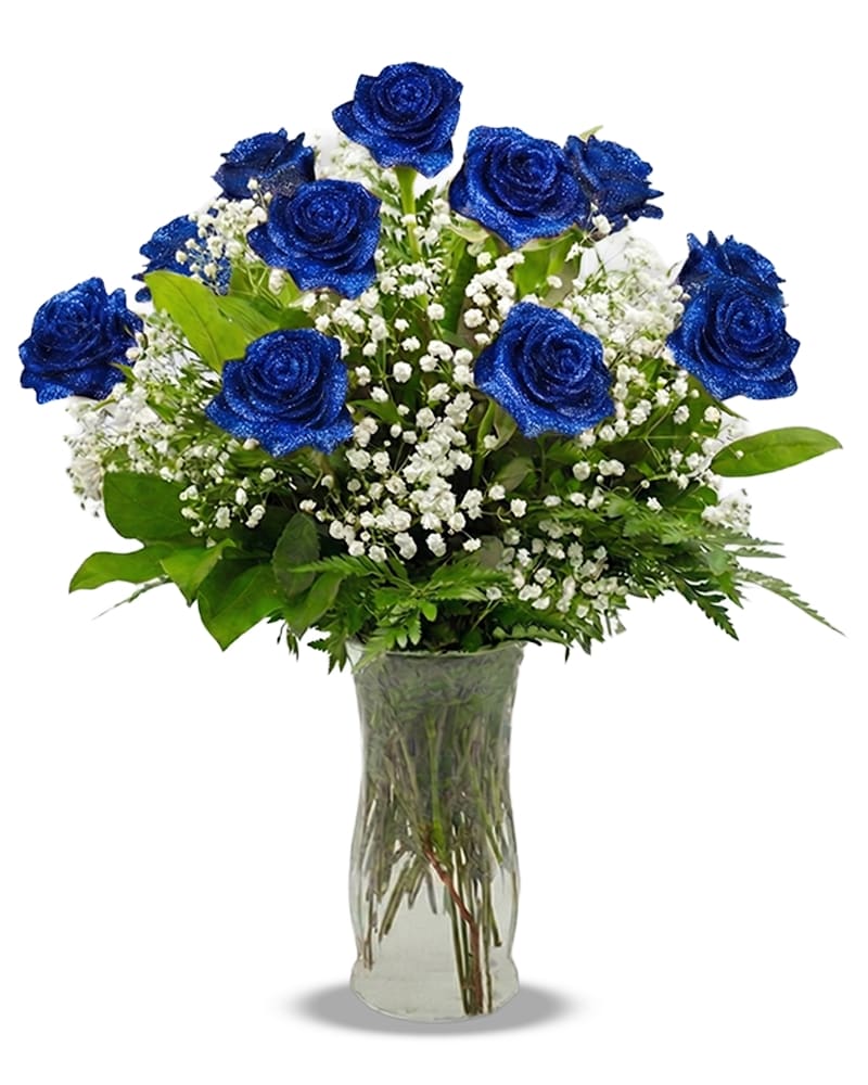 Blue Sparkle Roses Dozen Blue Glitter Roses in Southfield MI - Thrifty Florist