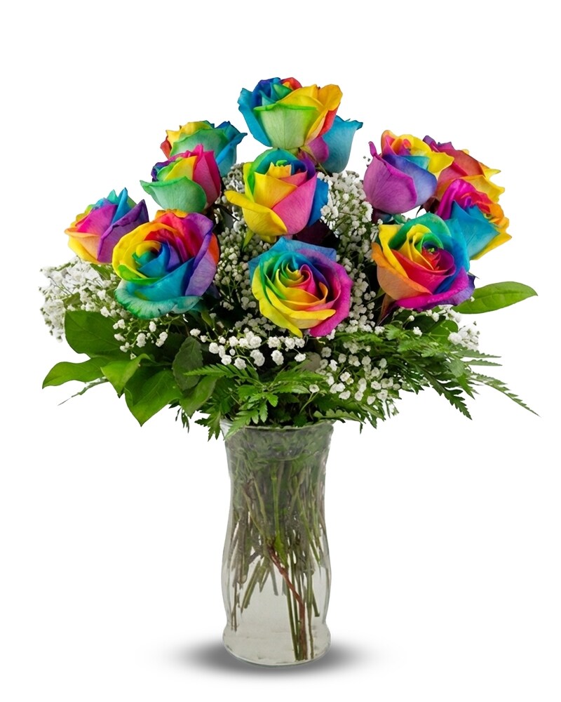 Rainbow Radiance Rose Bouquet in Southfield MI - Thrifty Florist