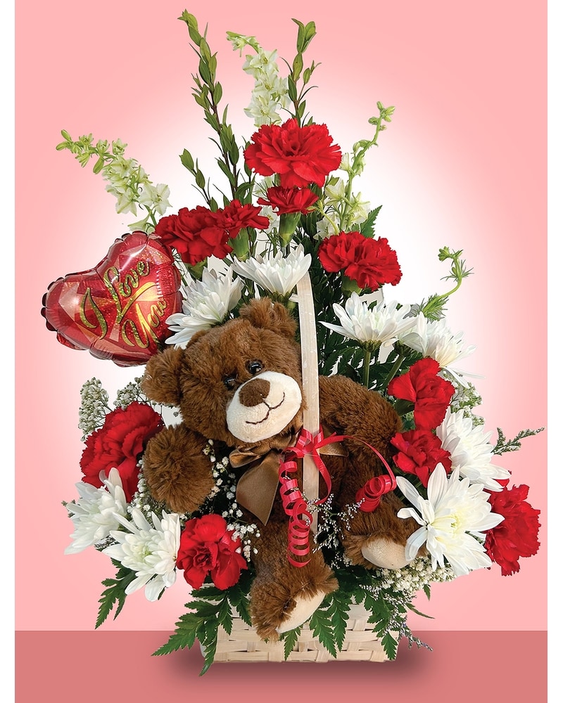 Flower valentine teddy bear online