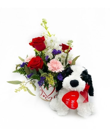 Puppy Love Flower Arrangement
