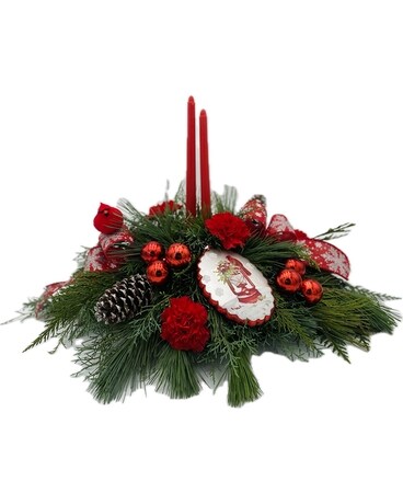 Cardinal Christmas Flower Arrangement