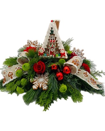 Furst Exclusive Gingerbread Chalet 2023 Flower Arrangement
