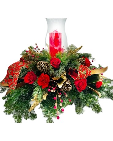 Holiday Grandeur Centerpiece Flower Arrangement