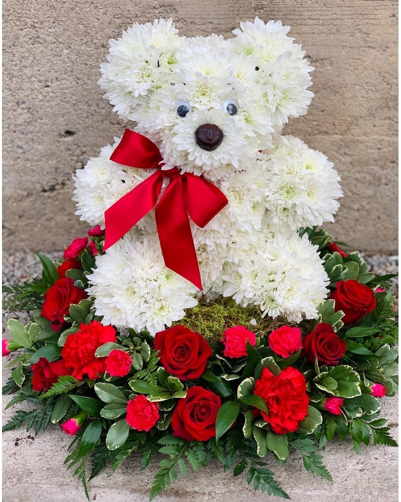 Teddy bear flower arrangement near me on sale