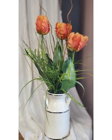 Orange Tulips SILK ARRANGEMENT Specialty Arrangement