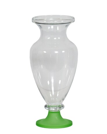 Clear Glass Vase with Green Base Flower Arrangement