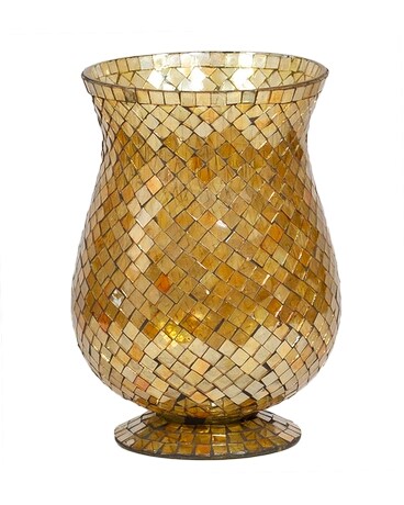 Gold Mosaic Glass Vase Flower Arrangement