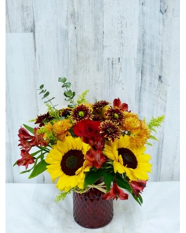 Vibrant Autumn Sunshine Flower Arrangement
