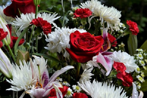 Double Red Heart - Funeral Flowers Reading