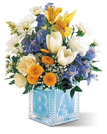 Baby Block (Boy) Flower Arrangement