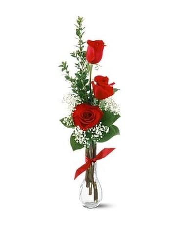 3 Red Roses Flower Arrangement