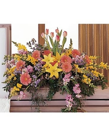 Blooming Glory Casket Spray Flower Arrangement