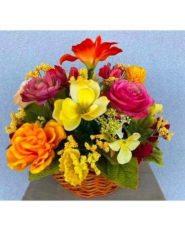 ARTIFICIAL ARRANGEMENT Sunrise Basket Flower Arrangement