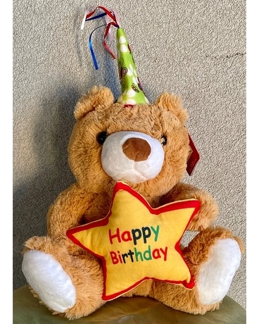 Precious Happy Birthday Bear Flower Arrangement