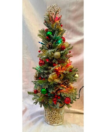 Golden Glitter ARTIFICIAL Christmas Tree Flower Arrangement
