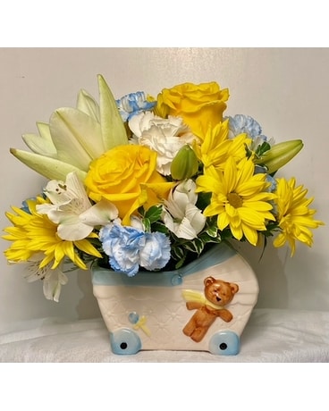 Precious Baby Carriage Bouquet Flower Arrangement