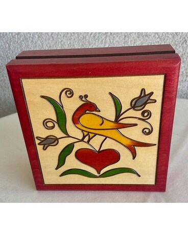 Stunning Bird Handmade Jewelry Box Flower Arrangement