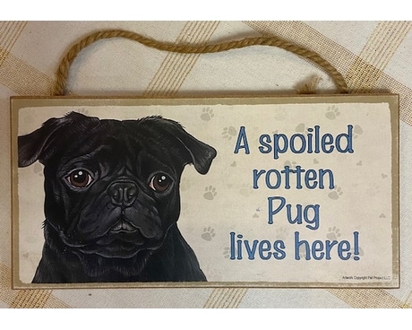 Pug Dog Plaque Flower Arrangement