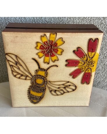 Bee Chasing Flowers Jewelry Box Flower Arrangement
