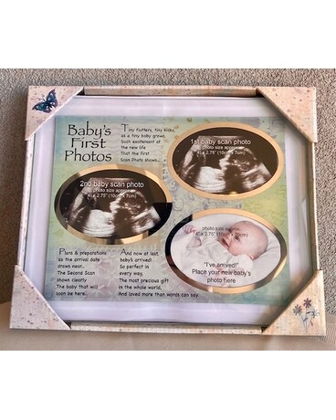 Adorable New Baby Photo Frame Flower Arrangement