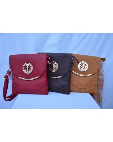 Over the Shoulder Purse with Red, Brown, and Beige Custom product