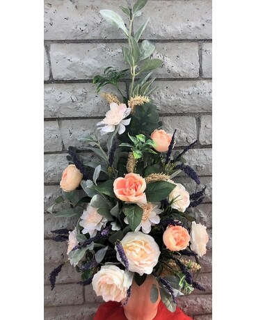 ARTIFICIAL ARRANGEMENT Cream and Peach Peonies Flower Arrangement