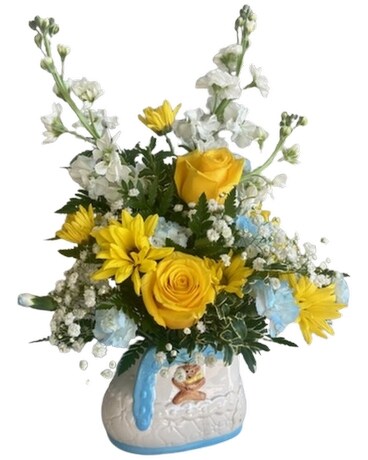 Blue Bootie Bouquet Flower Arrangement