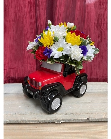 Free Wheelin' Jeep Arrangement Flower Arrangement