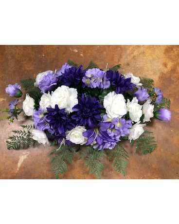 Cemetery Saddle purples/white Flower Arrangement