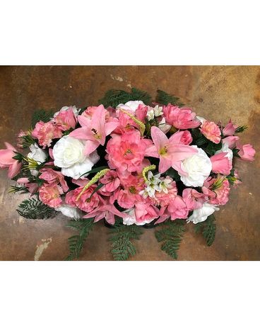 Cemetery Saddle Pink and Pretty Sympathy Arrangement