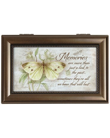 Antique Gold Music Box Flower Arrangement