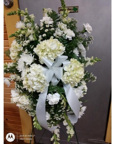 Fresh White Easel Sympathy Arrangement