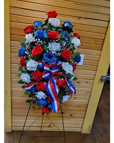 Patriotic Silk Easel Stand Sympathy Arrangement