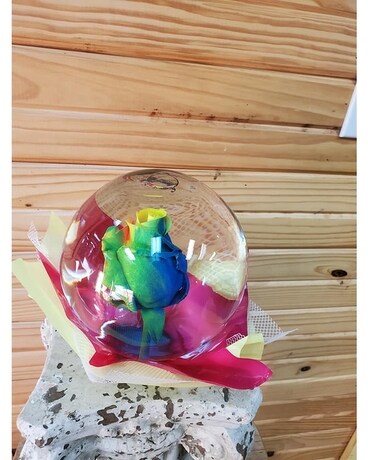 Rainbow Rose Globe Flower Arrangement