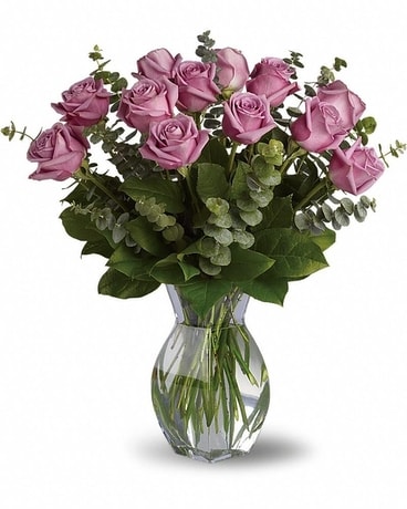 Lavender Wishes - Dozen Premium Lavender Roses Flower Arrangement