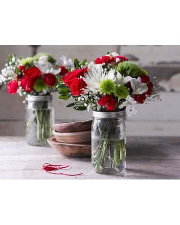 Christmas Mason Flower Arrangement