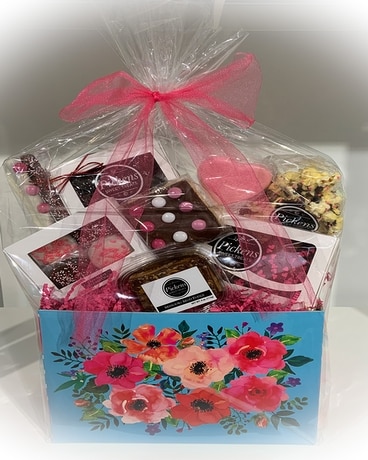 Decadent Sweet Snacks Box Flower Arrangement